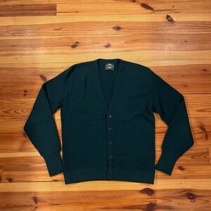 Vintage 90s Jantzen Mens Green Knit Cardigan Sweater Sz L Made In USA